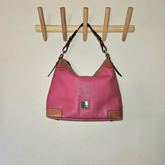 Dooney & Bourke Erica Pebbled Leather Hobo Shoulder Bag Fuchsia Pink - Picture 2 of 16